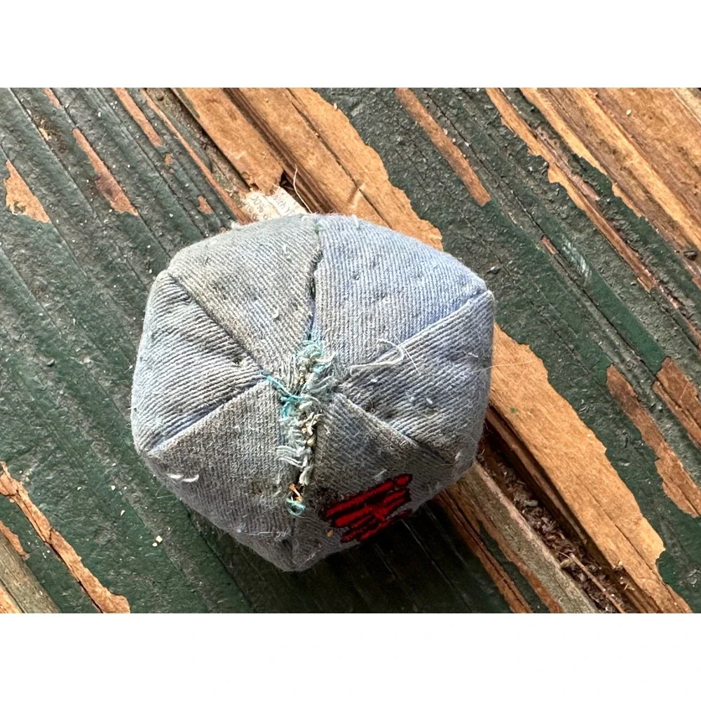 Vintage OshKosh Bgosh Denim Bean Bag Hacky Sack Blue Red Logo A3111